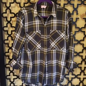 TOPSHOP ALL COTTON‎ GREEN PLAID SHIRT